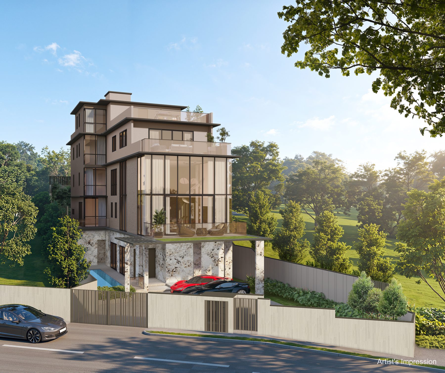 Detached house on Dyson Road — hillside frontage (artist's impression)