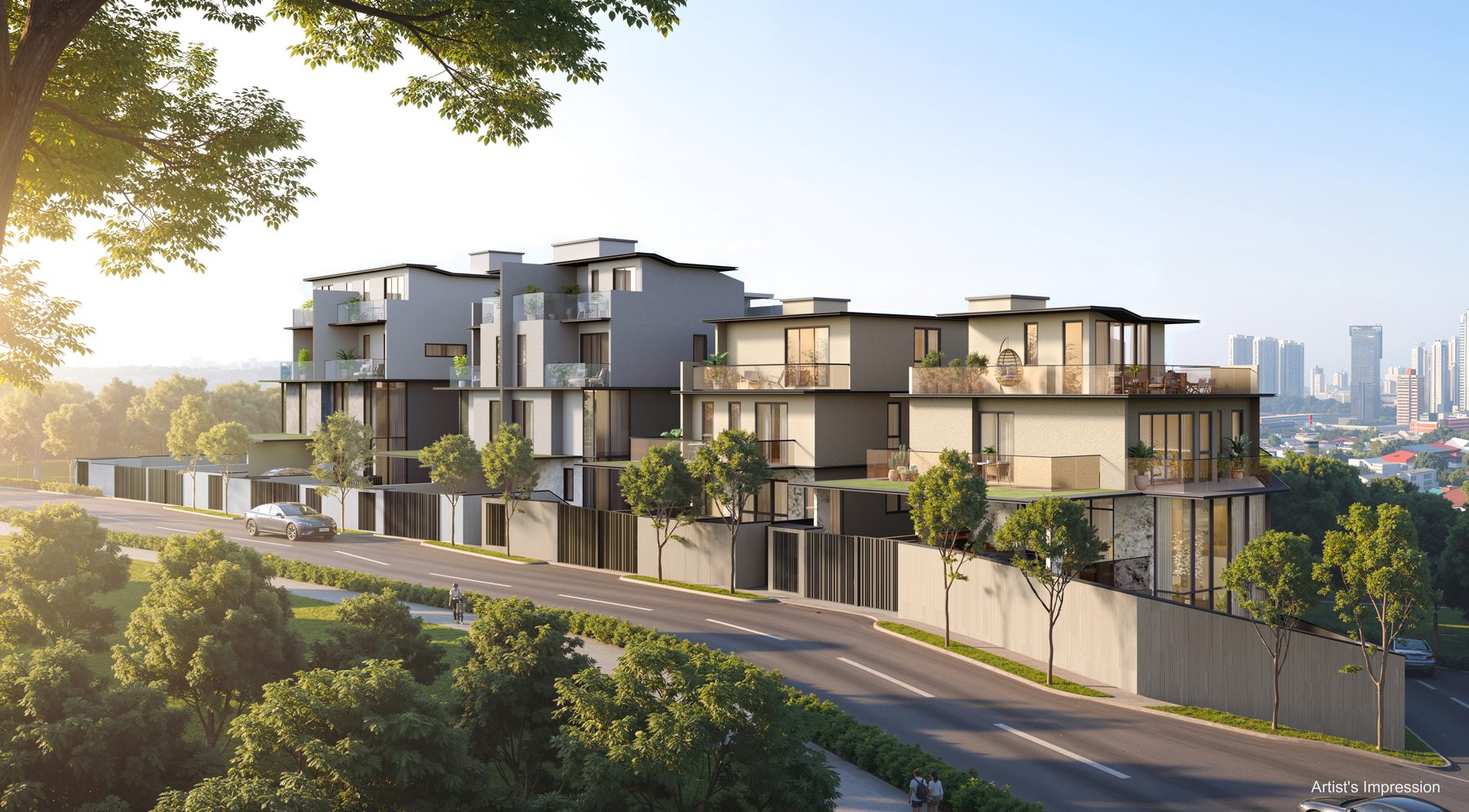 Chancery Hill Collection — streetscape across the eight homes (artist's impression)