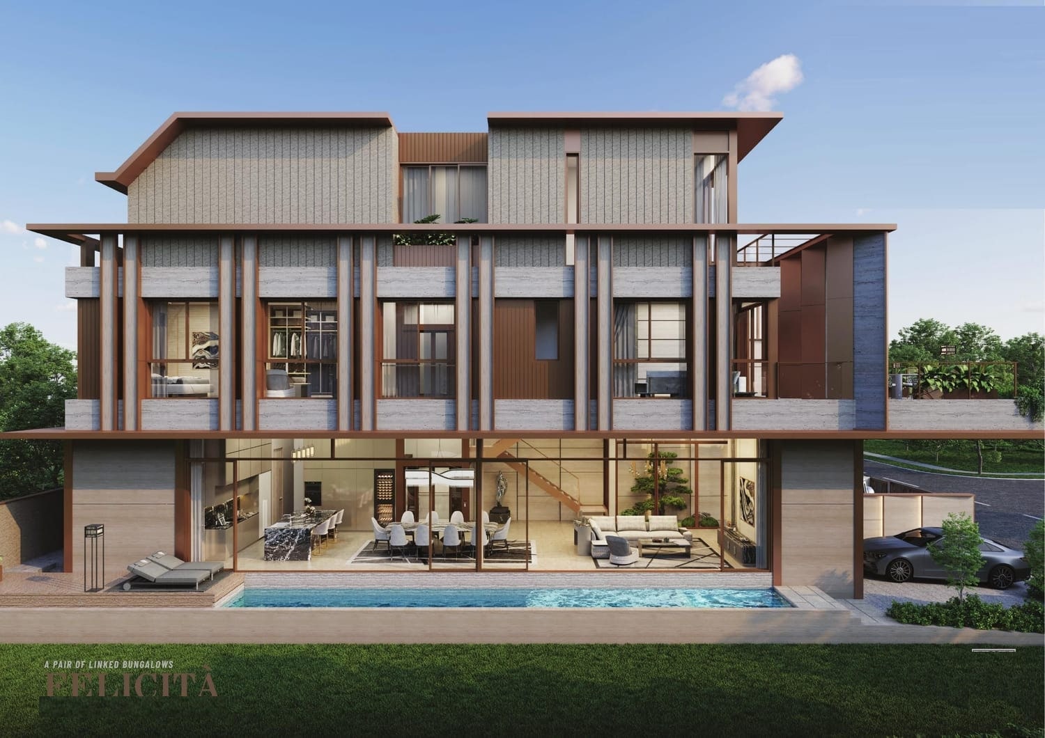 FELICITÀ — rear elevation with pool (artist's impression)