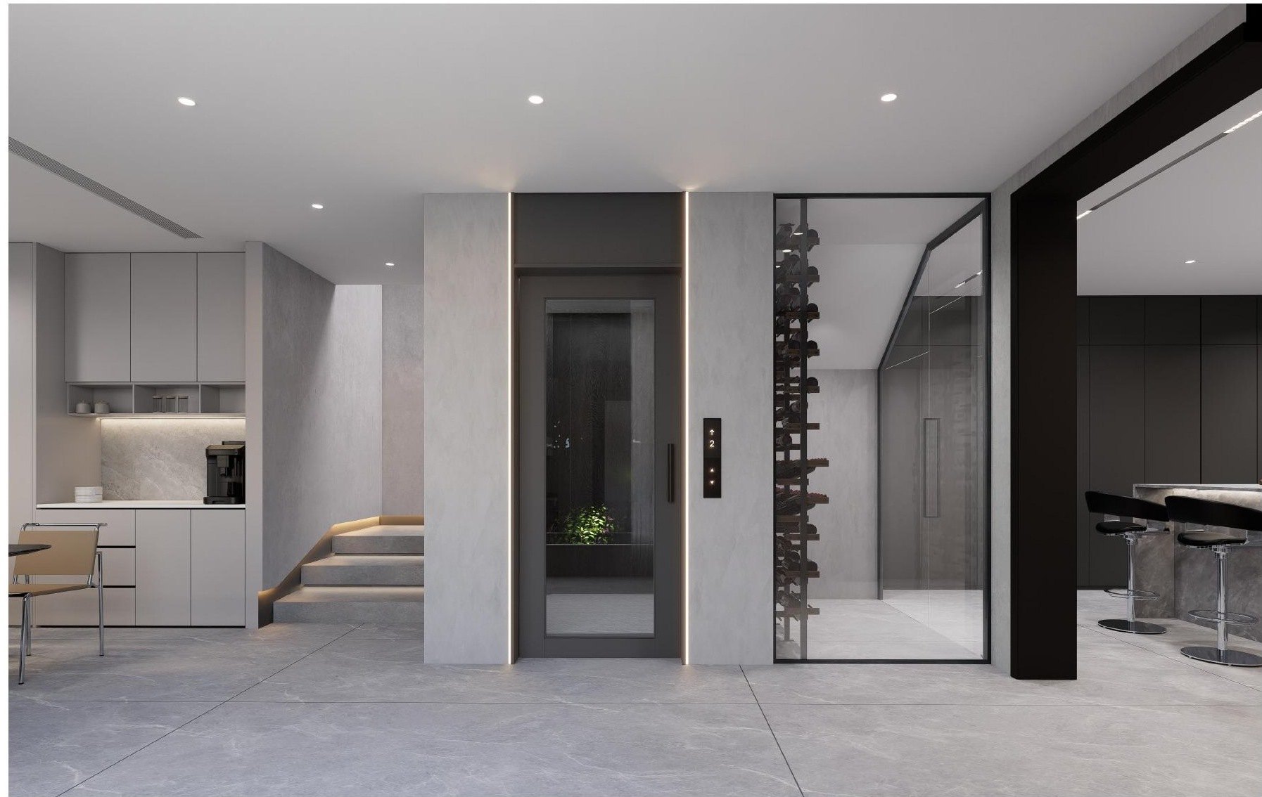 Entry hall and private lift (artist's impression)