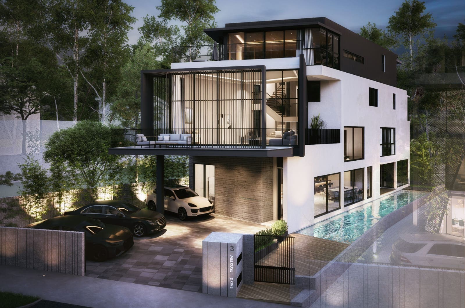 Melrose Drive — facade and 20m pool (artist's impression)