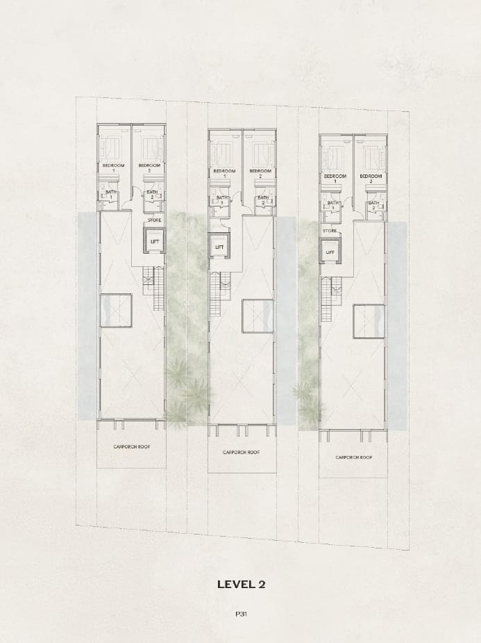 The NEOCO Bungalows — Level 2 — all units floor plan