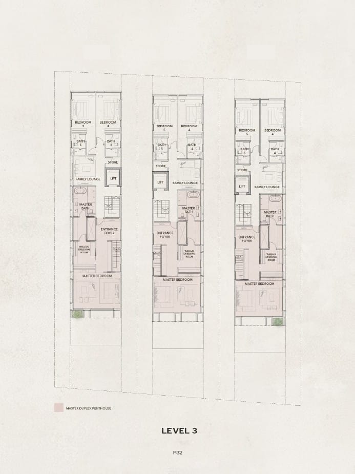 The NEOCO Bungalows — Level 3 — all units floor plan