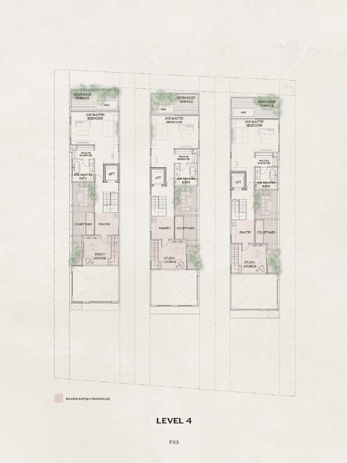The NEOCO Bungalows — Level 4 — all units floor plan