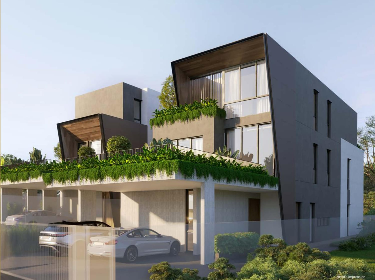 Rear elevation with roof terraces (artist's impression)