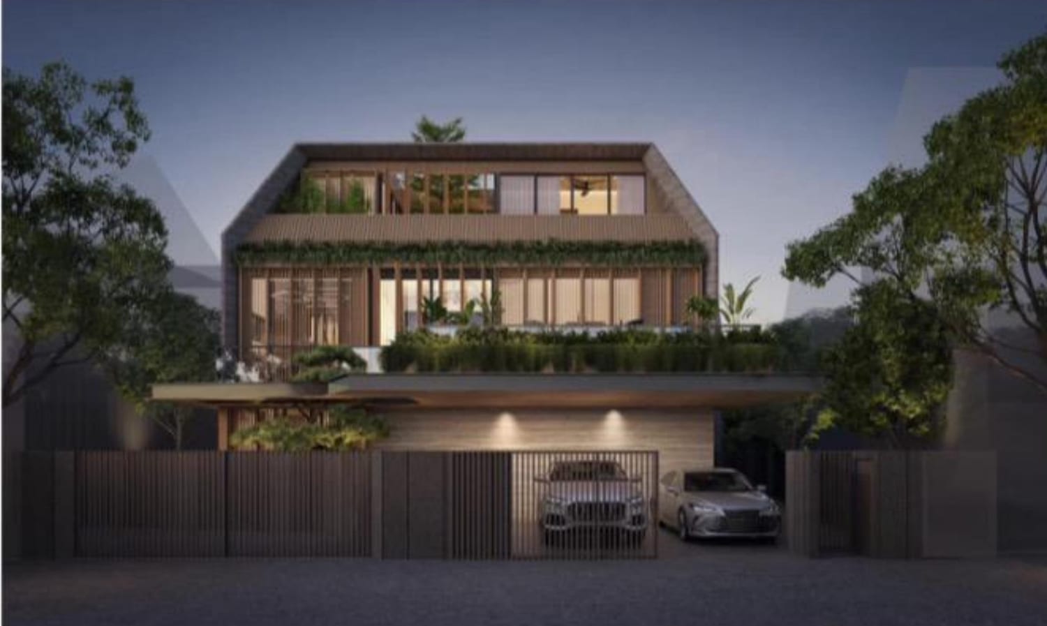 Vila Naga — facade at dusk (artist's impression)